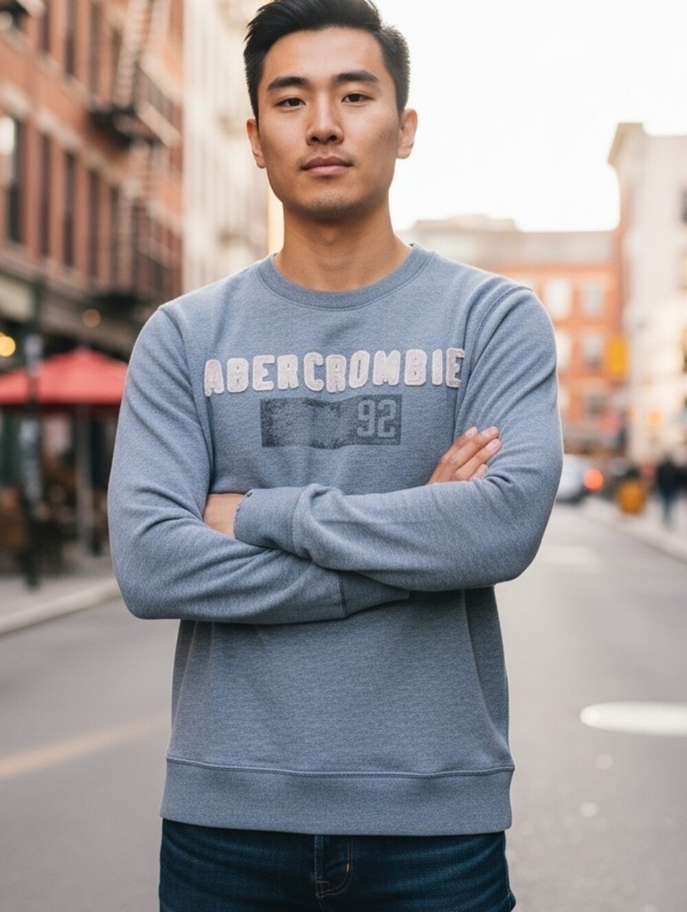 Abercrombie & Fitch New York Muscle Long Sleeve Grey Sweatshirt Size Small